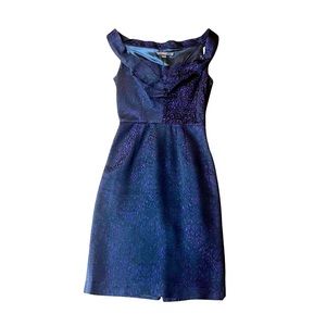 REISS black and purple jacquard dress with Bardot neck “Sylvia” 28/8134/81 814